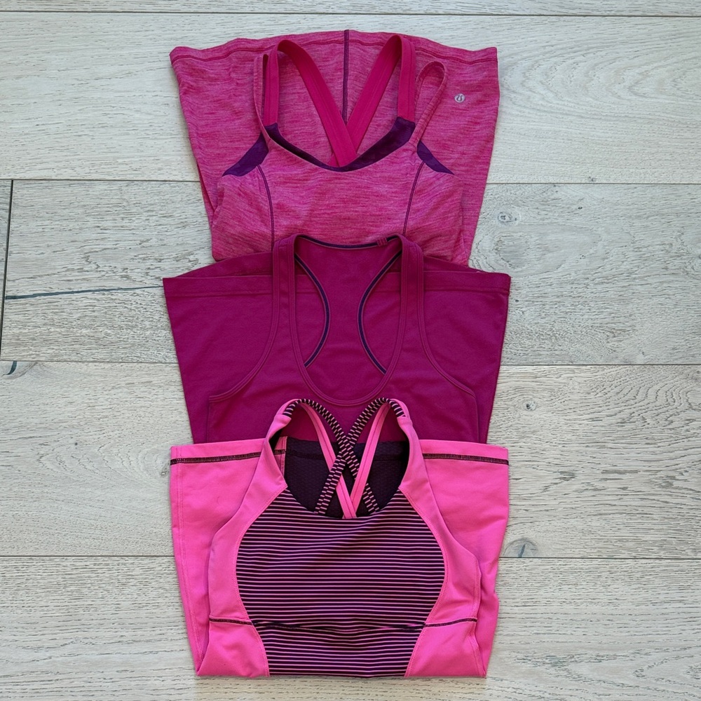 Lululemon Pink/Purple Strappy Racerback Tank Tops in Size 4 & 6